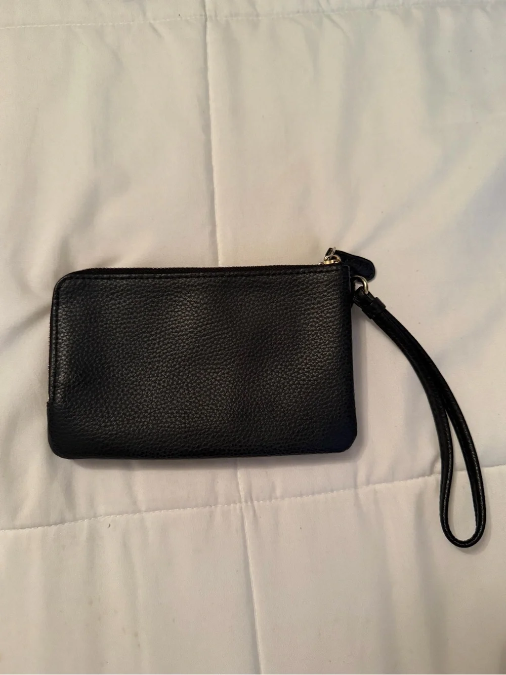 Coach Black Pebbled Leather Wristlet with Gold Logo